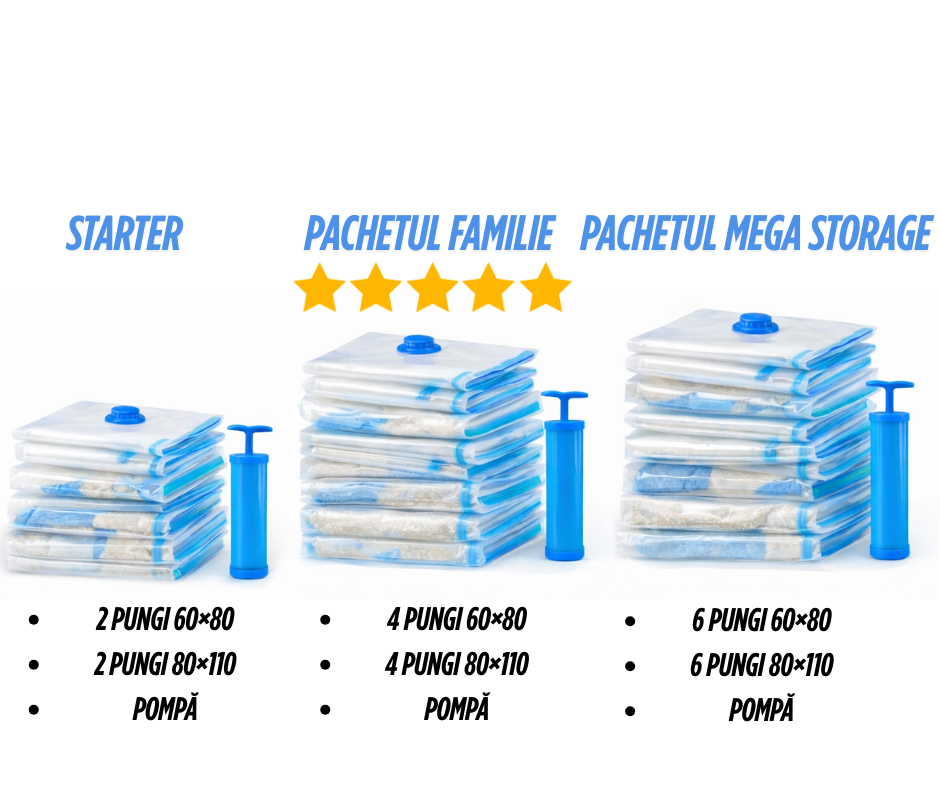 Set saci de vidat pentru haine – economisește până la 75% spațiu